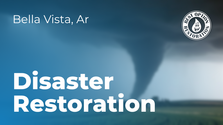 BV Water Damage - Best Option Restoration - Best Option Restoration Hero banner for Bella Vista, AR disaster restoration with the Best Option Restoration logo in the top-right corner